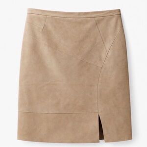 ELIE TAHARI -Neutral Tan Lamb Suede Skirt – Size 10